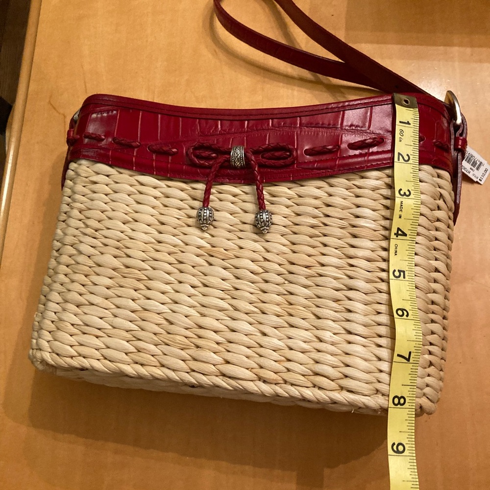 Vintage Brighton Emma Red Woven Leather Handbag NOS w/ Box & Tags - Picture 9 of 9